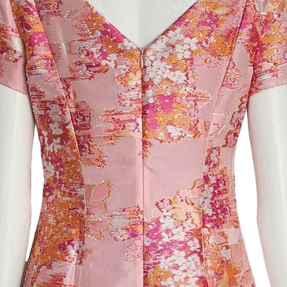 ST. JOHN PINK WASHED BOUQUET JACQUARD DRESS (6) - Picture 8 of 10